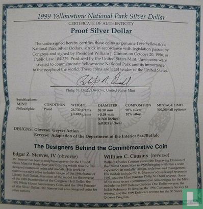 Vereinigte Staaten 1 Dollar 1999 (PP) "Yellowstone national park" - Bild 3