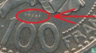 Monaco 100 francs 1950 (proefslag - koper-nikkel) - Afbeelding 3