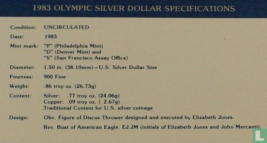 United States 1 dollar 1983 (D) "1984 Summer Olympics in Los Angeles" - Image 3