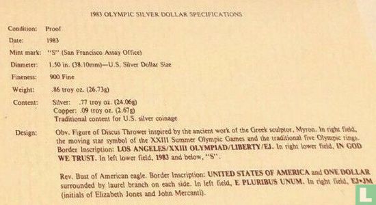 États-Unis 1 dollar 1983 (BE) "1984 Summer Olympics in Los Angeles" - Image 3