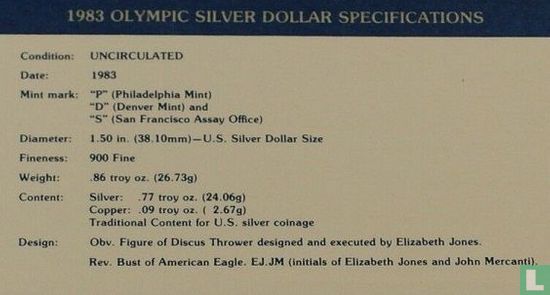 United States 1 dollar 1983 (P) "1984 Summer Olympics in Los Angeles" - Image 3