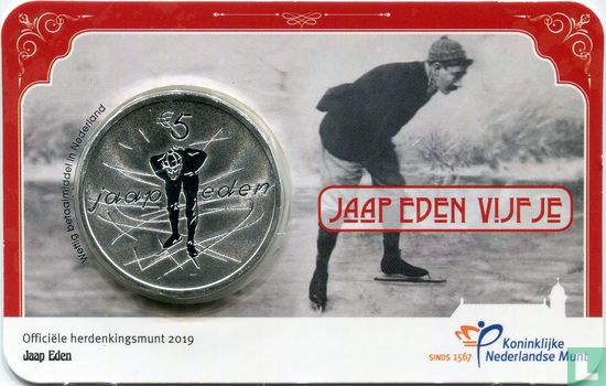 Nederland 5 euro 2019 (coincard - UNC) "Jaap Eden" - Afbeelding 2