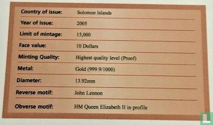 Îles Salomon 10 dollars 2005 (BE) "25th anniversary Death of John Lennon" - Image 3
