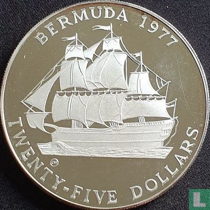 Bermuda 25 dollars 1977 (PROOF - with CHI) "25th anniversary  Accession of Queen Elizabeth II" - Image 1