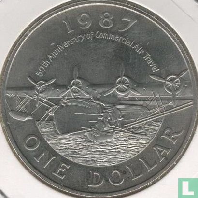 Bermuda 1 Dollar 1987 (Kupfer-Nickel) "50th anniversary of commercial air travel" - Bild 1