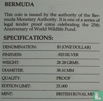 Bermuda 1 dollar 1986 (PROOF) "25th anniversary of the World Wildlife Fund" - Afbeelding 3