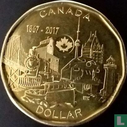 Canada 1 dollar 2017 "150th anniversary of Canadian Confederation - Connecting a nation" - Afbeelding 1