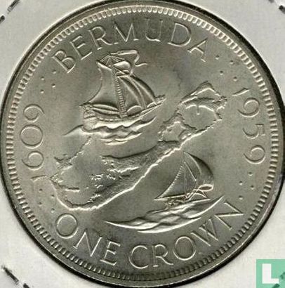 Bermuda 1 crown 1959 "350th anniversary Colony founding" - Image 1