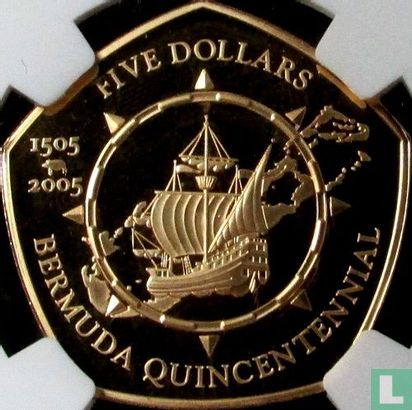 Bermuda 5 dollars 2005 (PROOF) "Bermuda quincentennial" - Image 2