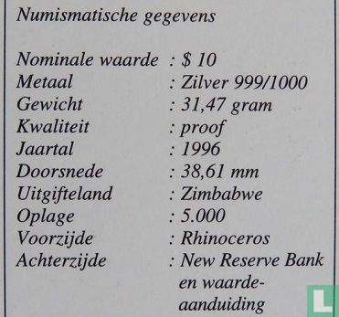 Zimbabwe 10 dollars 1996 (PROOF) "Reserve bank building" - Image 3
