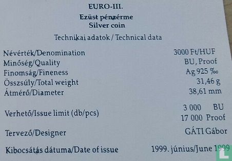 Ungarn 3000 Forint 1999 (PP) "Integration into the European Union" - Bild 3
