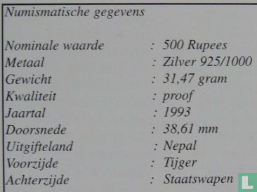 Népal 500 roupies 1993 (VS2050 - BE) "Tiger" - Image 3