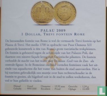 Palau 1 dollar 2009 (BE) "Trevi fountain in Roma" - Image 3