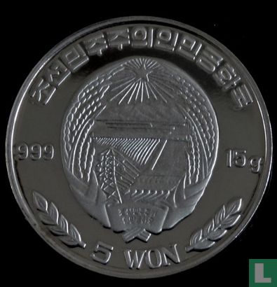 Nordkorea 5 Won 2001 (PP) "Long-tailed goral" - Bild 2