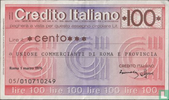 Credito Italiano 100 Lire 1976 - Afbeelding 1