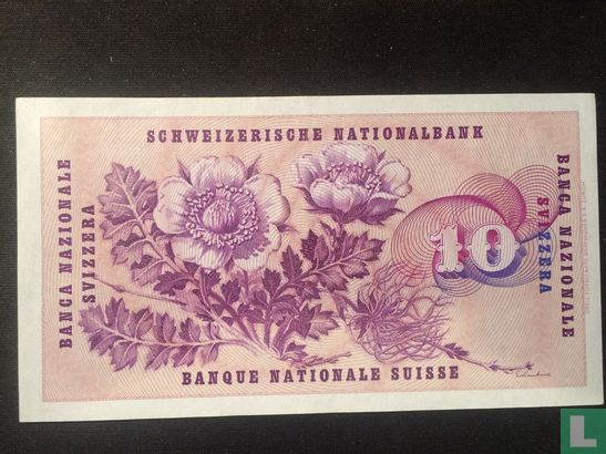 zwitserland 10 frank 1968 - Afbeelding 2