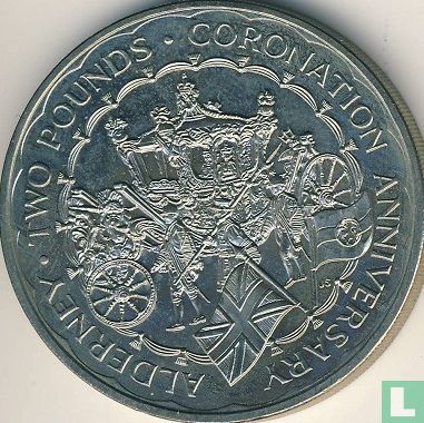 Alderney 2 pounds 1993 "40th anniversary Coronation of Queen Elizabeth II" - Afbeelding 2