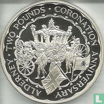 Alderney 2 pounds 1993 (PROOF) "40th anniversary Coronation of Queen Elizabeth II" - Afbeelding 2