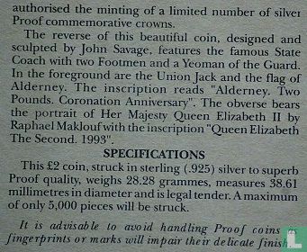 Alderney 2 pounds 1993 (PROOF) "40th anniversary Coronation of Queen Elizabeth II" - Afbeelding 3