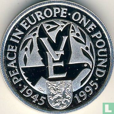 Alderney 1 pound 1995 (PROOF - zilver) "50th anniversary End of World War II" - Afbeelding 1