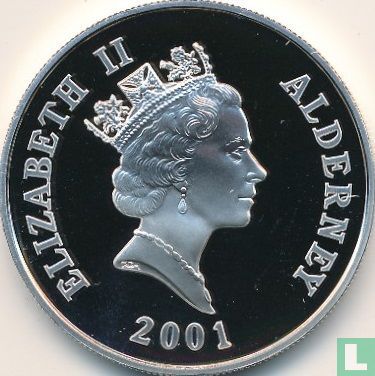 Alderney 5 pounds 2001 (PROOF) "75th Birthday of Queen Elizabeth II" - Afbeelding 1