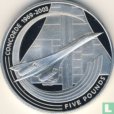 Alderney 5 pounds 2003 (PROOF - zilver) "Last flight of the Concorde" - Afbeelding 2