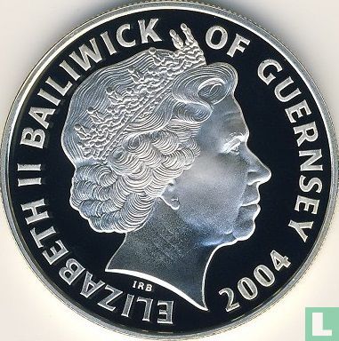 Guernsey 5 Pound 2004 (PP - Silber) "60th anniversary of D-Day - Attacking soldier" - Bild 1