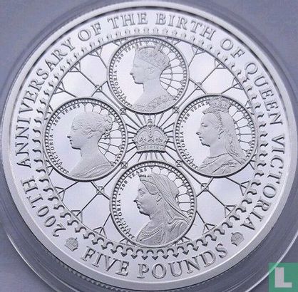 Alderney 5 pounds 2019 (PROOF) "200th anniversary of the birth of Queen Victoria" - Afbeelding 2