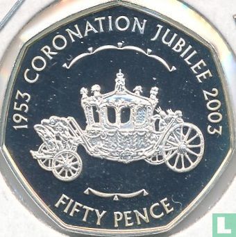 Alderney 50 pence 2003 (PROOF) "50th anniversary Coronation of Queen Elizabeth II - Royal coach" - Afbeelding 2