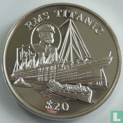 Liberia 20 dollars 1998 (PROOF) "RMS Titanic" - Image 2