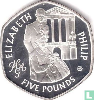 Alderney 5 pounds 2007 (PROOF) "60th Wedding anniversary of Queen Elizabeth and Prince Philip - Birth of Prince Charles" - Afbeelding 2