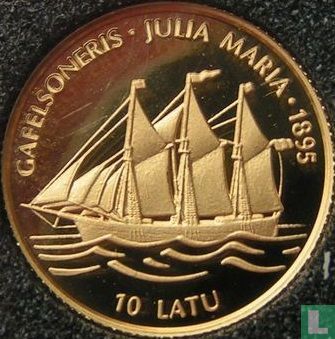Latvia 10 latu 1997 (PROOF) "Centenary Building of Julia Maria sailing ship" - Image 2