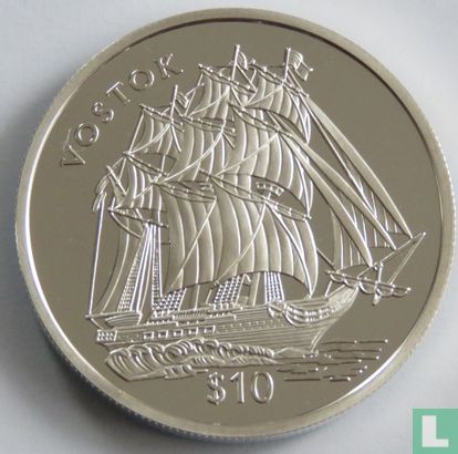 Fiji 10 dollars 2002 (PROOF) "Sailing ship Vostok" - Image 2