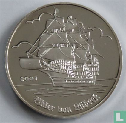 Togo 1000 francs 2001 (PROOF) "Sailing ship Adler von Lübeck" - Afbeelding 1