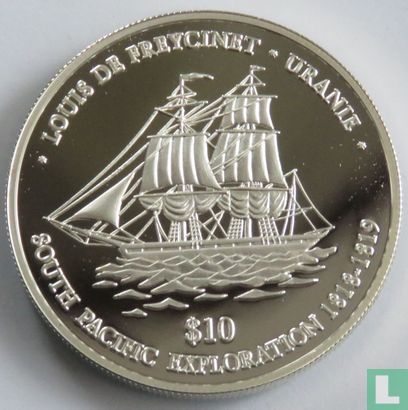 Niue 10 dollars 2001 (PROOF) "Louis de Freycinet and sailing ship Uranie" - Image 2