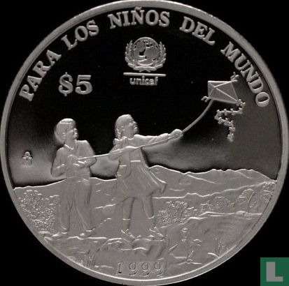 Mexico 5 pesos 1999 (PROOF) "UNICEF - For the world's children" - Image 1