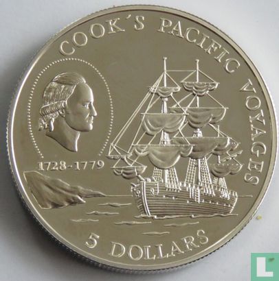 Niue 5 dollars 1996 (BE) "James Cook's Pacific voyages" - Image 2