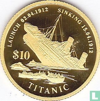 Kiribati 10 dollars 1998 (BE) "Sinking of Titanic" - Image 2
