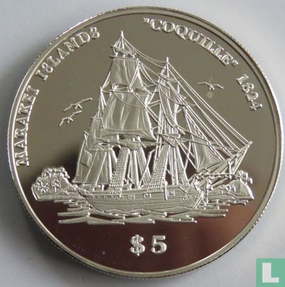 Kiribati 5 dollars 1999 (PROOF) "Sailing ship La Coquille" - Afbeelding 2