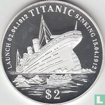Kiribati 2 dollars 1998 (PROOF) "Sinking of Titanic" - Image 2
