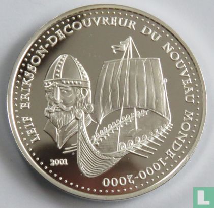 Benin 1000 francs 2001 (PROOF) "Leif Eriksson - Discoverer of the New World" - Afbeelding 1