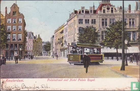 Amsterdam.  Palaisstraat met Hotel Palais Royal.