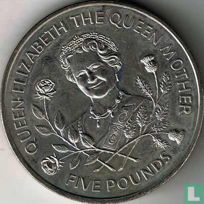 Guernsey 5 pounds 1995 "95th Birthday of the Queen Mother" - Afbeelding 2