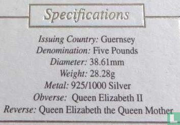 Guernsey 5 pounds 2002 (PROOF - silver) "Death of the Queen Mother" - Image 3