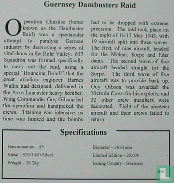 Guernesey 5 pounds 2008 "Dambusters raid" - Image 3
