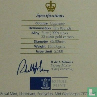 Guernesey 10 pounds 1997 (BE) "50th Wedding anniversary of Queen Elizabeth II and Prince Philip" - Image 3