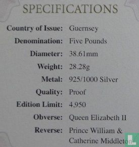 Guernsey 5 Pound 2011 (PP) "Royal Wedding of Prince William and Catherine Middleton" - Bild 3