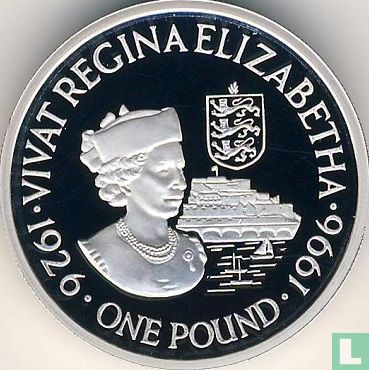 Guernesey 1 pound 1996 (BE) "70th Birthday of Queen Elizabeth II" - Image 2