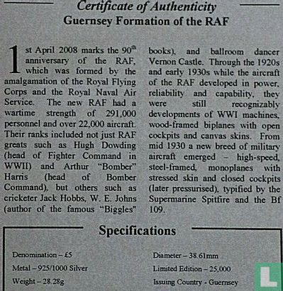 Guernsey 5 Pound 2008 (PP) "Formation of the RAF" - Bild 3