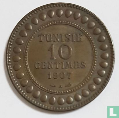 Tunesië 10 centimes 1907 (AH1325) - Afbeelding 1